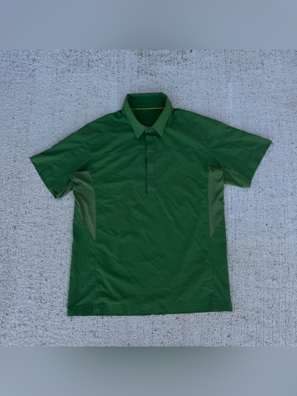 Arcteryx Adventus Comp Polo Shirt Mens S/P Green Hiking Trail Snap Placket